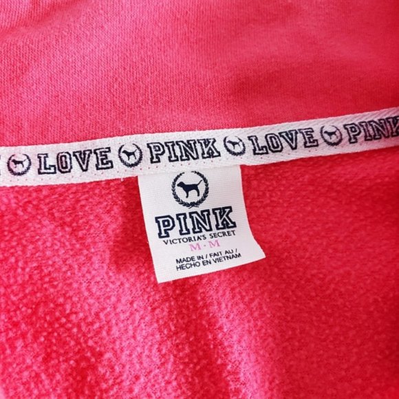 PINK Victoria's Secret Quarter Zip Pullover Love Pink Sweatshirt M - Picture 2 of 7